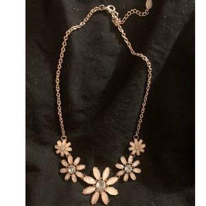 Icing light coral/pink flower statement necklace